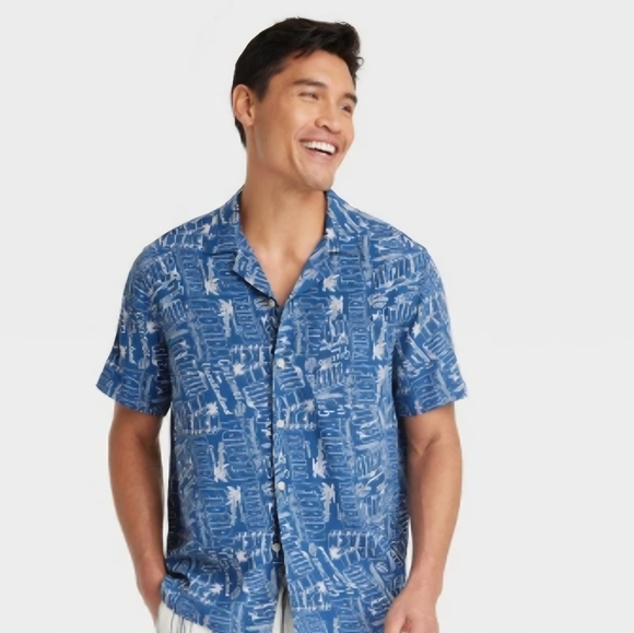 Goodfellow & Co Other - Goodfellow & Co Men's Blue Travel Patterned Button Down Shirt Size XL 2686AE